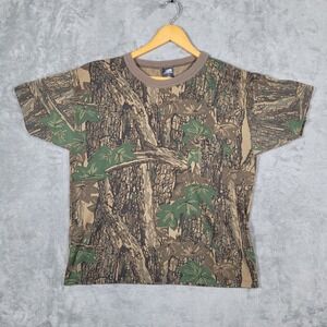 Ace Sportswear T-Shirt Mens L Brown Trebark Camo Pocket Tee Vintage Made in USA